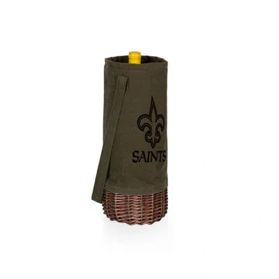 Picnic Time Nfl New Orleans Saints Malbec Insulated Canvas And Willow Wine Bottle Basket In Green