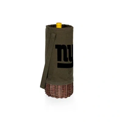 Picnic Time Nfl New York Giants Malbec Insulated Canvas And Willow Wine Bottle Basket In Green