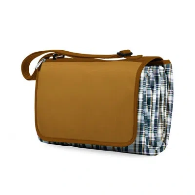 Picnic Time Outdoor Water-resistant Picnic Blanket Tote In English Plaid,camel