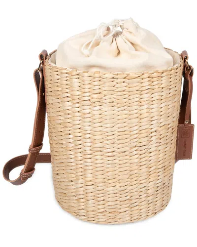 PICNIC TIME PICNIC TIME PALERMO RUSH INSULATED BUCKET TOTE WITH LEATHER STRAPS
