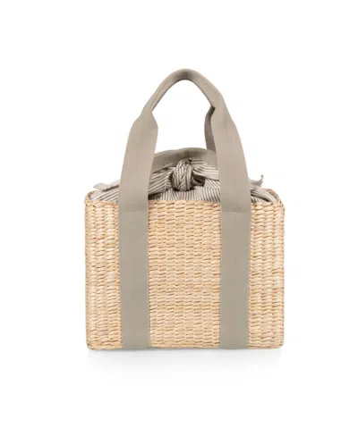 Picnic Time Parisian Woven Seagrass Insulated Tote Bag In Green