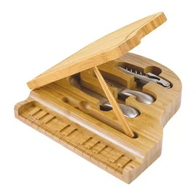 Picnic Time Piano Cheeseboard With Tools In Brown
