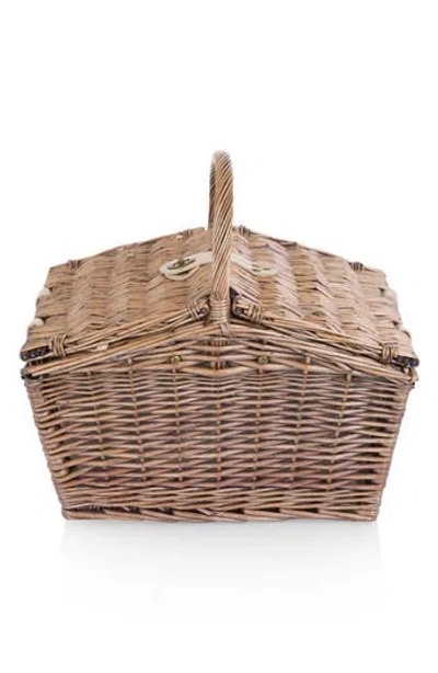 Picnic Time Piccadilly Wicker Picnic Basket In Brown