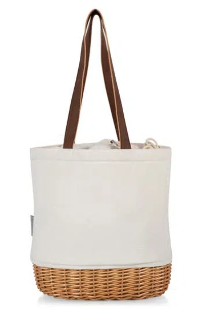 Picnic Time Pico Wicker & Canvas Insulated Lunch Tote Bag In Beige