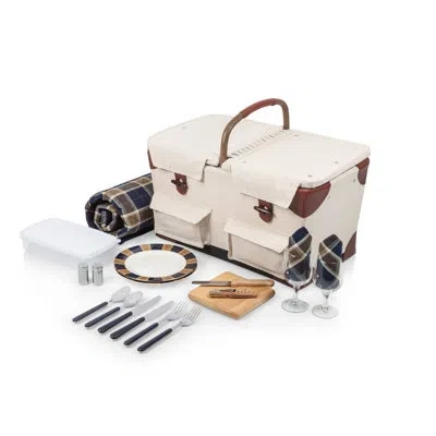 Picnic Time Pioneer Deluxe Picnic Basket For 2 In Brown;navy