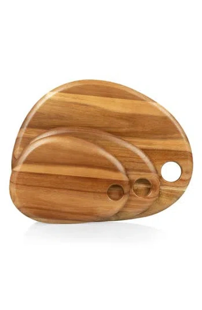 Picnic Time Set Of 3 Pebble Shaped Serving Boards In Brown