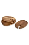 Picnic Time 4-piece Wood Wine Appetizer Plate Set In Brown