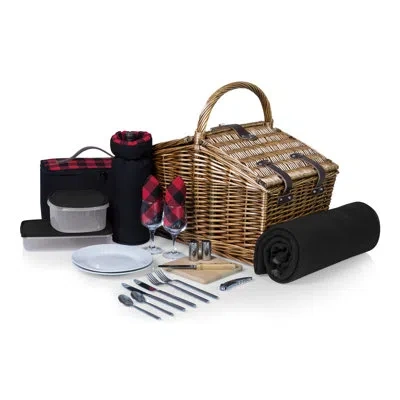 Picnic Time Somerset Deluxe Picnic Basket With Blanket-soft Cooler-wine Tote In Brown