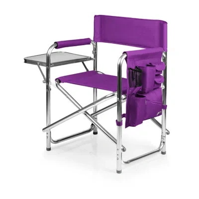 Picnic Time Sports Outdoor Portable Camp Chair With Side Table In Purple