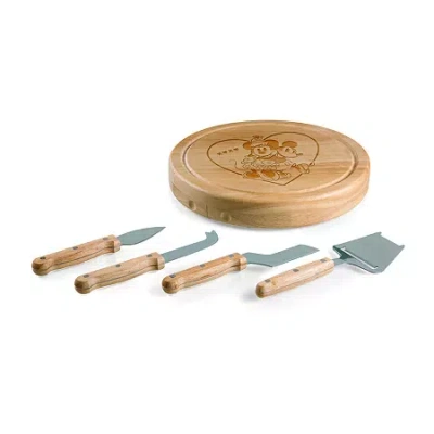 Picnic Time Wood Cheese Board Set In Brown