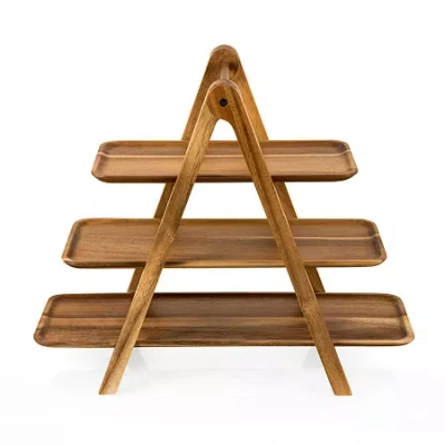 Picnic Time Wood Tiered Server In Brown