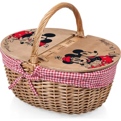 Picnic Time X Disney® Mickey & Minnie Mouse Country Picnic Basket In Red