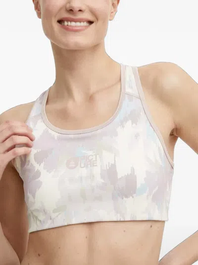 Picture Abstract-print Racerback Sports Bra In White