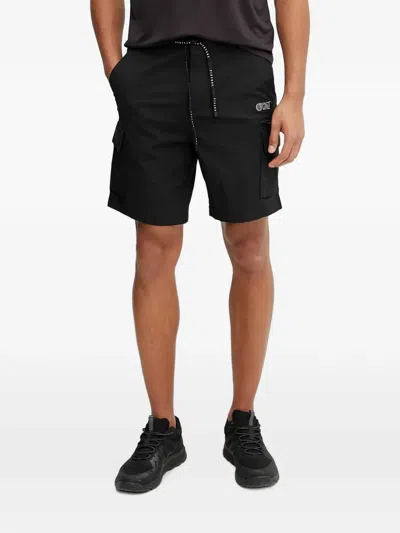Picture Cargo Drawstring Shorts In Black