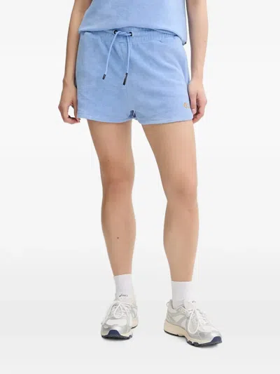 Picture Drawstring Mini Shorts In Blue