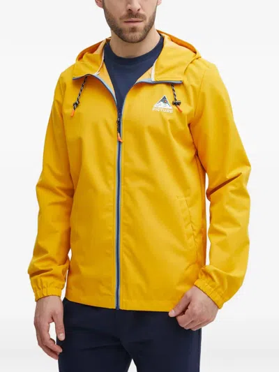 Picture Logo-print Hooded Jacket In Yellow