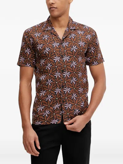 Picture Mareeba Floral Short-sleeve Shirt In Brown