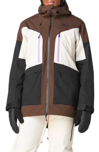 Picture Organic Clothing Haakon Freeride Waterproof Snow Jacket In Chicory Coffee Vanilla Black