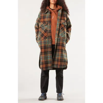 Picture Organic Clothing Sotola Plaid Recycled Cotton Fleece Coat In A Camel Plaid