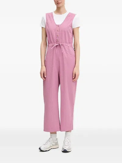 Picture Trinket Drawstring-detail Cotton Jumpsuit In Pink