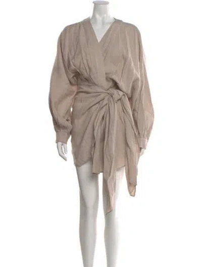 Pre-owned Piece Of White Linen Mini Dress In Neutral