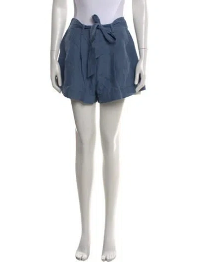 Pre-owned Piece Of White Linen Mini Shorts In Blue