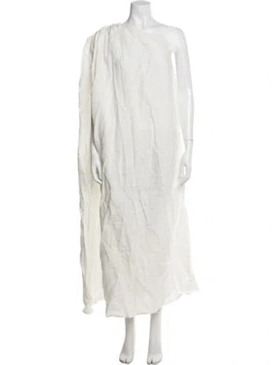 Pre-owned Piece Of White One-shoulder Long Dress In Neutrals/white