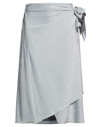 Pièce... Pièce. Piece Of White Woman Midi Skirt Silver Size 6 Polyamide