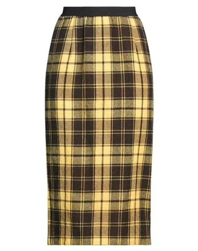 Pièce... Pièce. Piece Of White Woman Midi Skirt Yellow Size 4 Wool