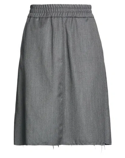 Pièce... Pièce. Woman Midi Skirt Grey Size 6 Wool