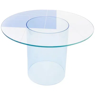 Pre-owned Pieces Court 1 Round Dining Table By , Modern Printed Glass Top With Acrylic Base In Gray