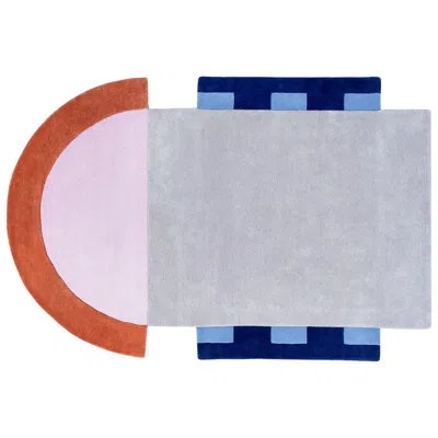Pre-owned Pieces Court Series Abstract Key Rug By , Hand-tufted Colorful Sporty Carpet In Gray