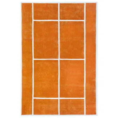 Pre-owned Pieces Court Series Clay Court Rug By , Hand-tufted Colorful Sporty Carpet In Orange