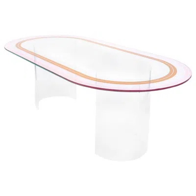 Pre-owned Pieces Court Series Track Dining Table By , Modern Printed Glass Acrylic Bases In Gray