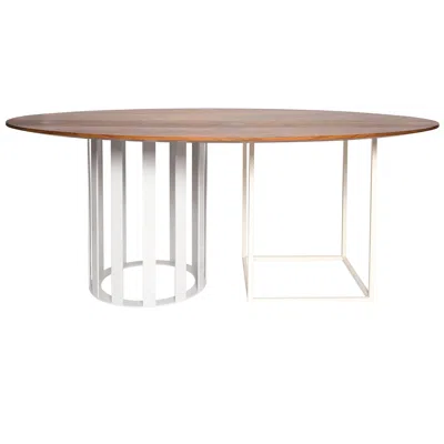 Pre-owned Pieces Flux Oval Dining Table By , Modern Customizable In Stone Wood Glass In Brown