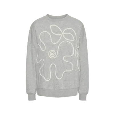 Pieces Grey Flower Sweater