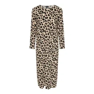 Pieces Leopard Plisse Midi Dress In Animal Print