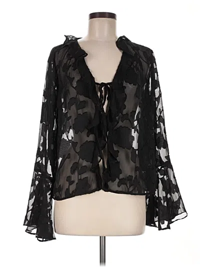 Pre-owned Pieces Long Sleeve Blouse In Black