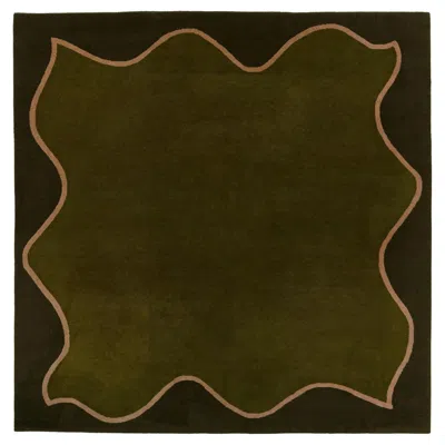 Pre-owned Pieces Nebula Rug In Olive, Hand-knotted Wool In Green