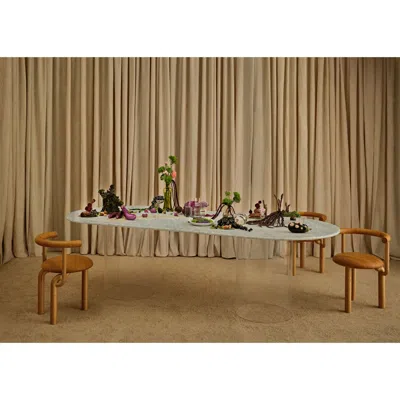 Pre-owned Pieces Olympia Stone Dining Table In Brown