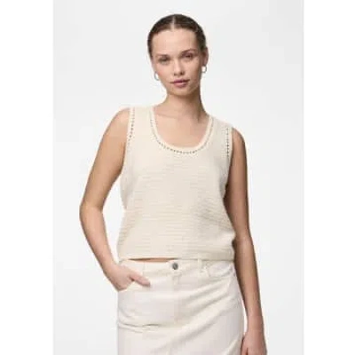 Pieces Pckoe Reversible Knit Top In Neutral