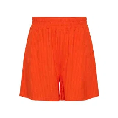 Pieces Pckylie Tangerine Tango Shorts In Orange