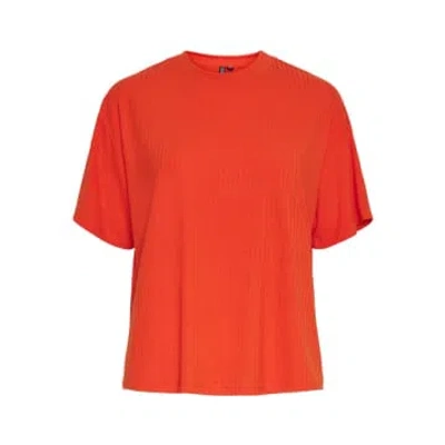 Pieces Pckylie Tangerine Tango T-shirt In Red