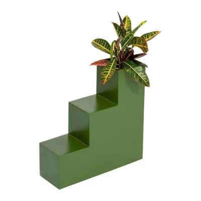 Pre-owned Pieces Steps Planter By , Green Fiberglass Planters