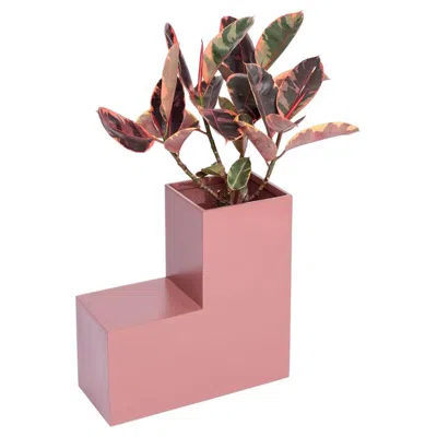 Pre-owned Pieces Tetris Planter, Rose Pink Fiberglass Planters In Red