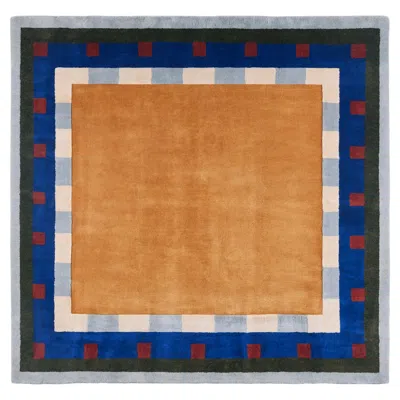 Pre-owned Pieces Tiled Rug In Butterscotch, Hand-knotted Wool In Brown