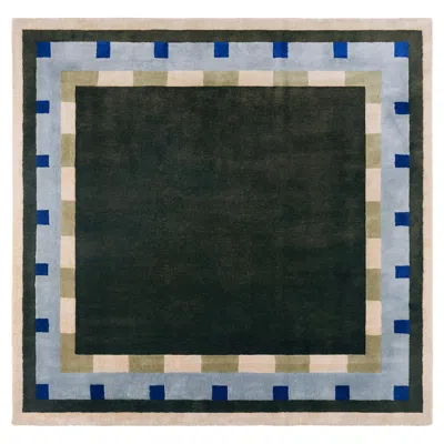 Pre-owned Pieces Tiled Rug In Pandan, Hand-knotted Wool In Black