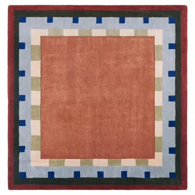 Pre-owned Pieces Tiled Rug In Rose, Hand-knotted Wool In Brown