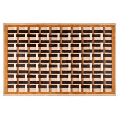 Pre-owned Pieces Twill Weave In Butterscotch, Hand-knotted Wool Rug In Brown