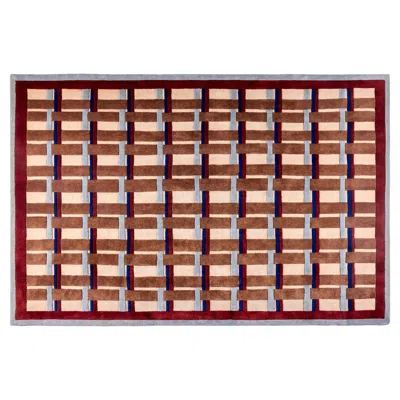 Pre-owned Pieces Twill Weave In Cherry, Hand-knotted Wool Rug In Brown